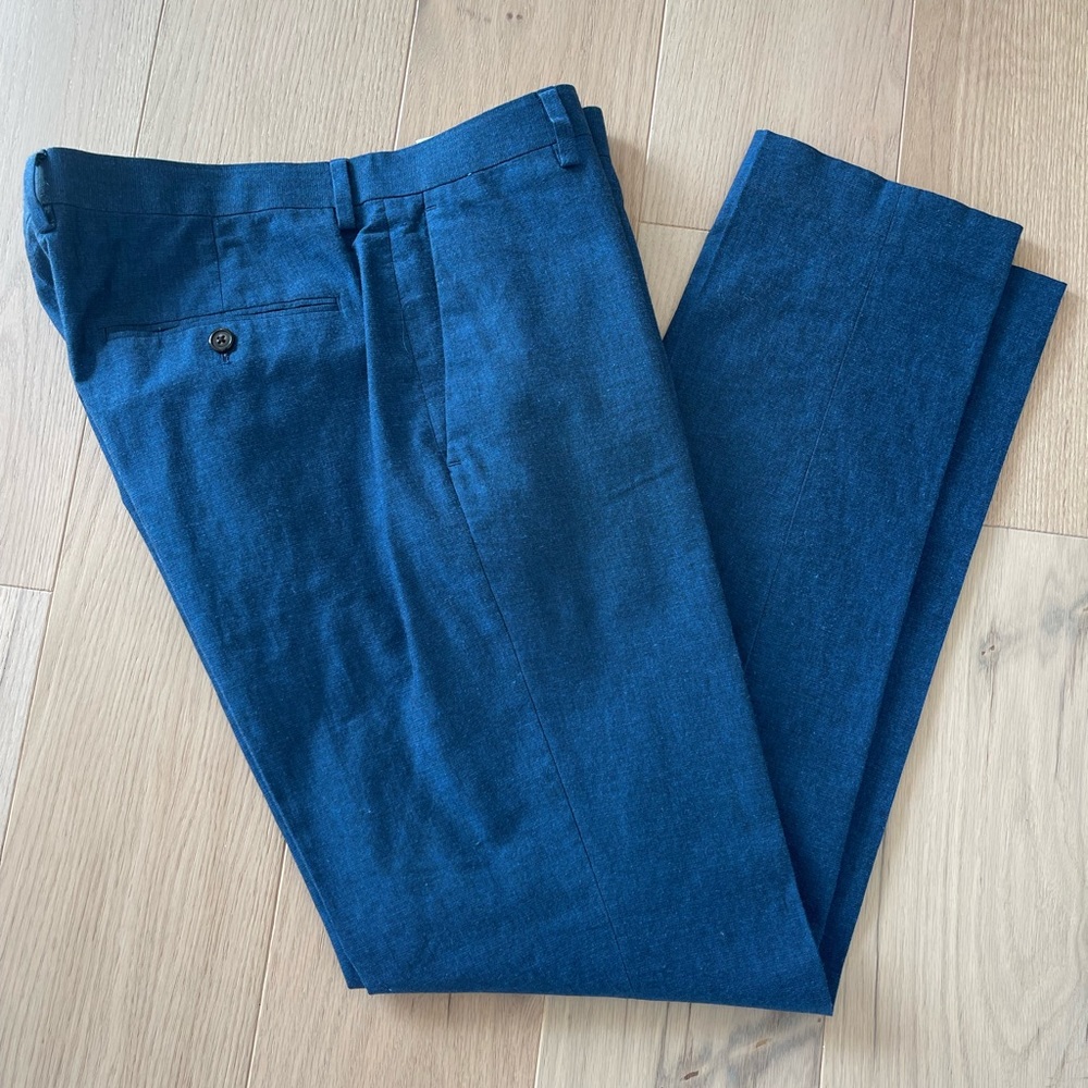 J. Crew Ludlow Trousers (Blue Linen Fabric), 32 x 32